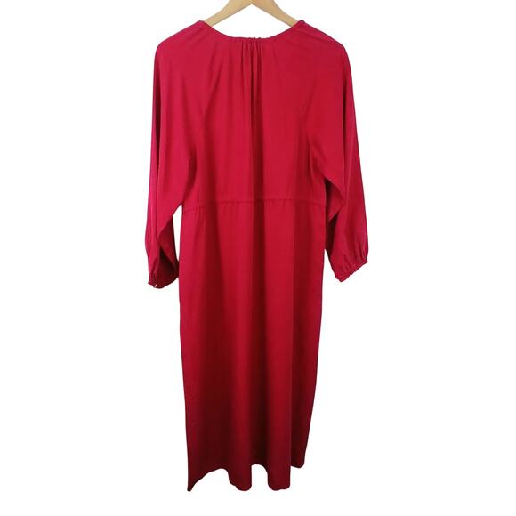 Everlane SZ XS The Tencel Gathered Maxi Dress in Red Currant Oversized Fit NWT - Picture 5 of 6